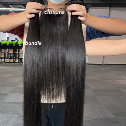 3 bundles with a closure deal - Straight Wave